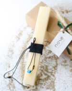 Χειροποίητη λαμπάδα στολισμένη με κρεμαστό λαιμού , κορδόνι γαλάζια χάντρα - Image 2