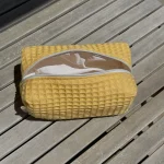 Κίτρινο pique αδιάβροχο makeup bag / small